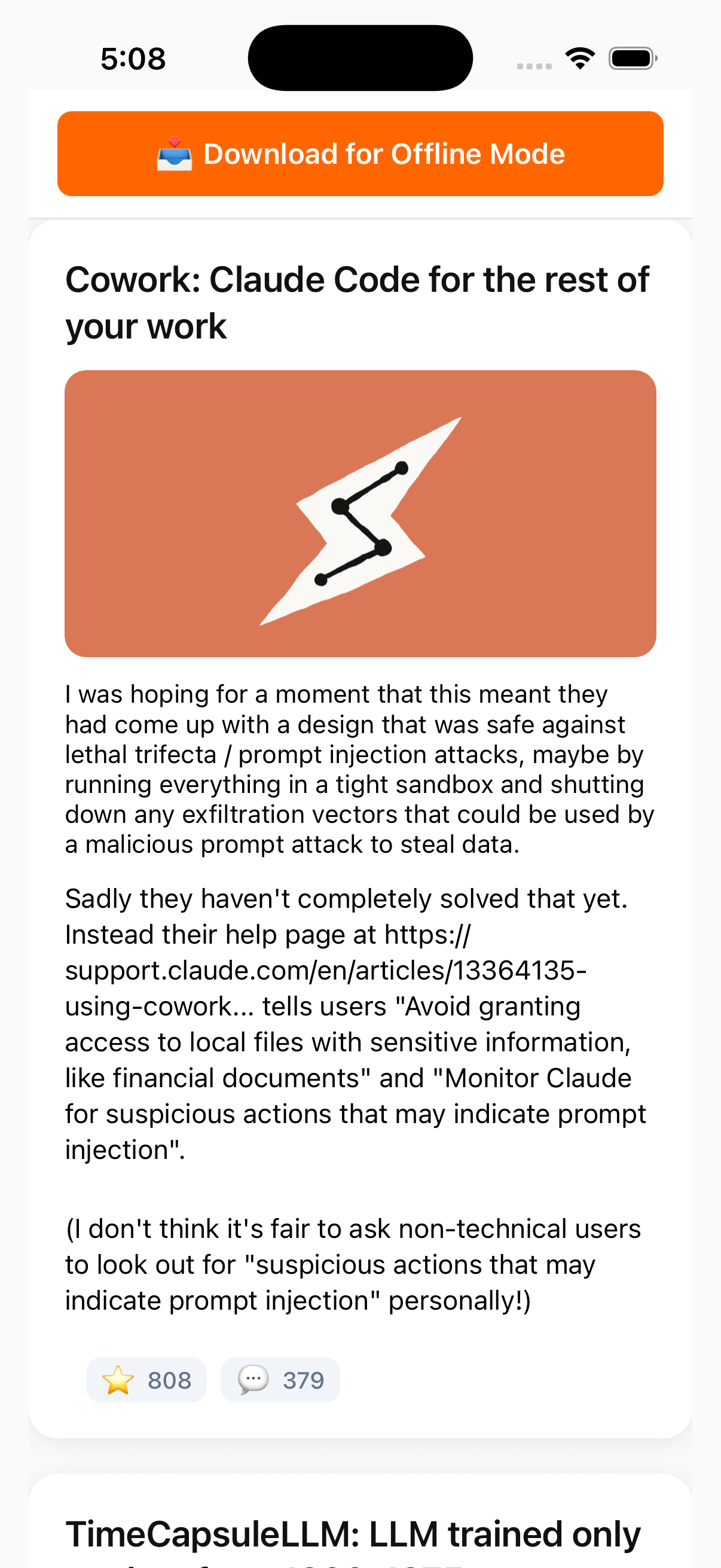 HNews Offline Story List